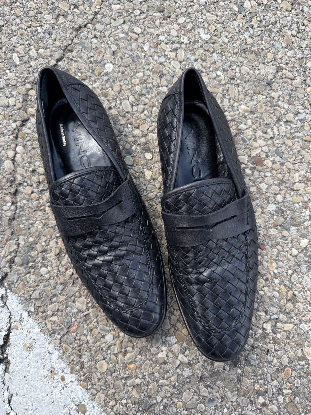 Vinci Men's Black Woven Leather Loafers EU 40 Turkey